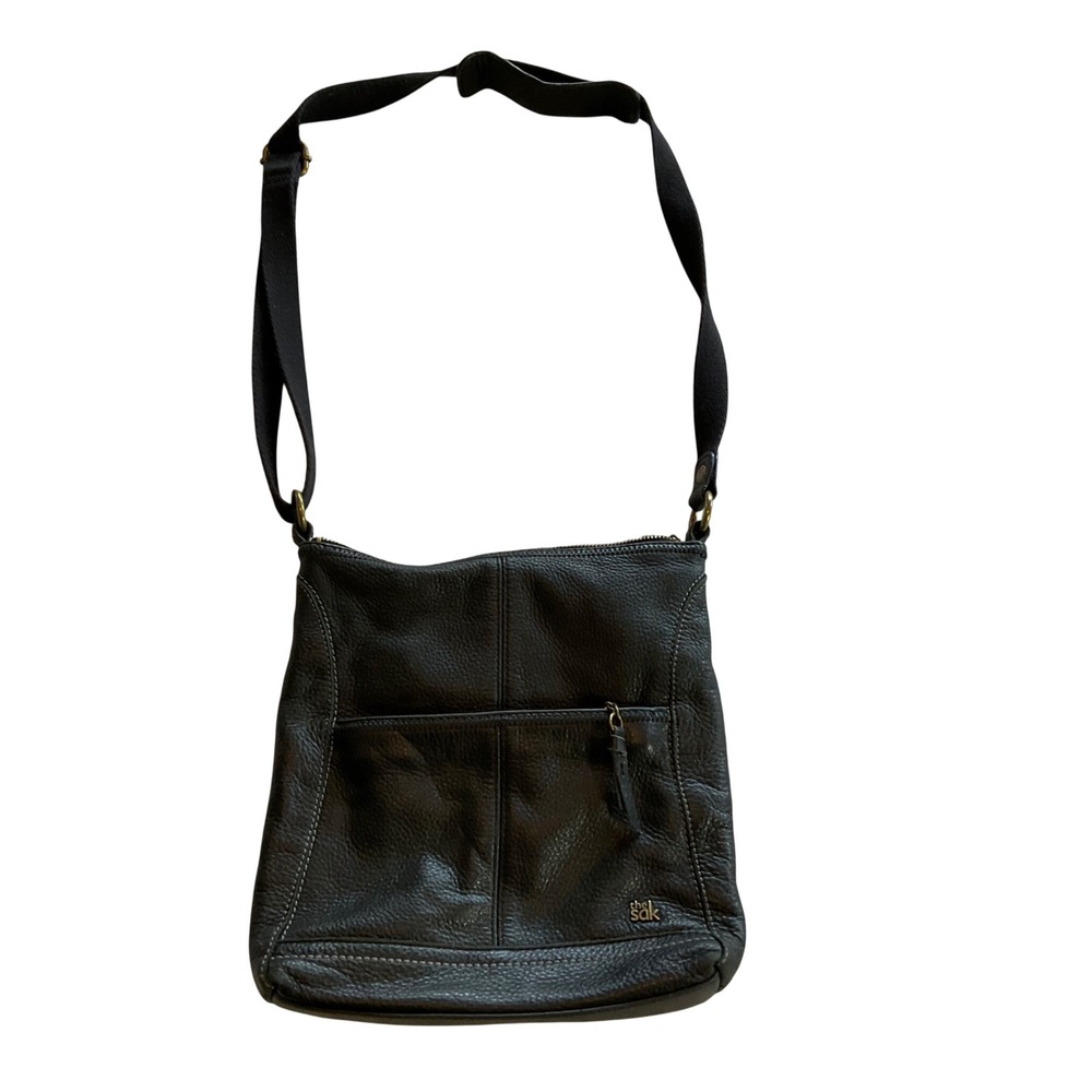 The Sak Crossbody Bag Women Medium Black Pebbled Leather Iris